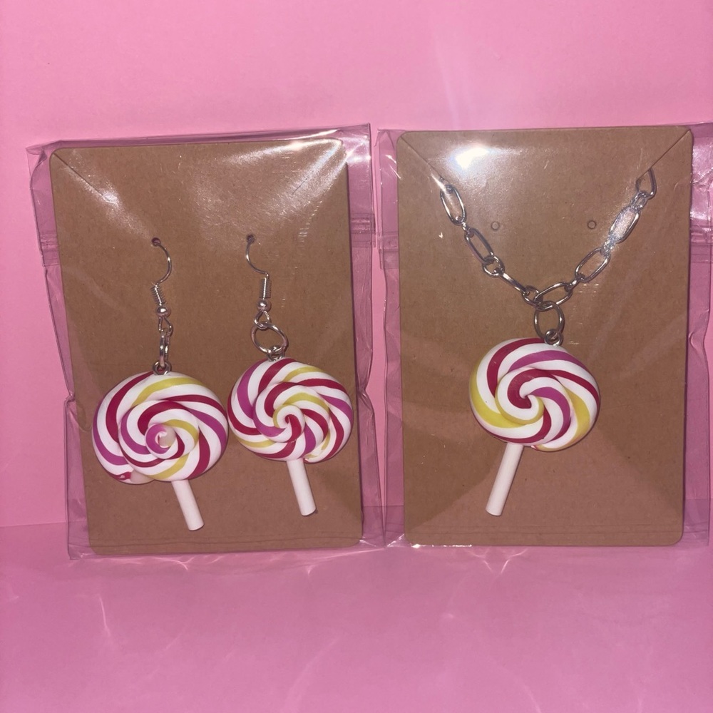 Womens Jewelry Set - Lollipop Necklace - Lollipop Earrings - Womens Jewelry